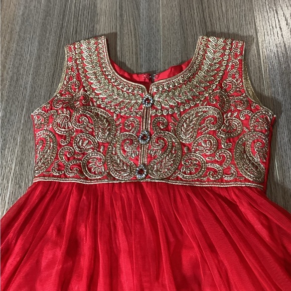 Charming Kids Red & Gold‎ Formal Party Dress – Size 7/8 - Picture 2 of 8